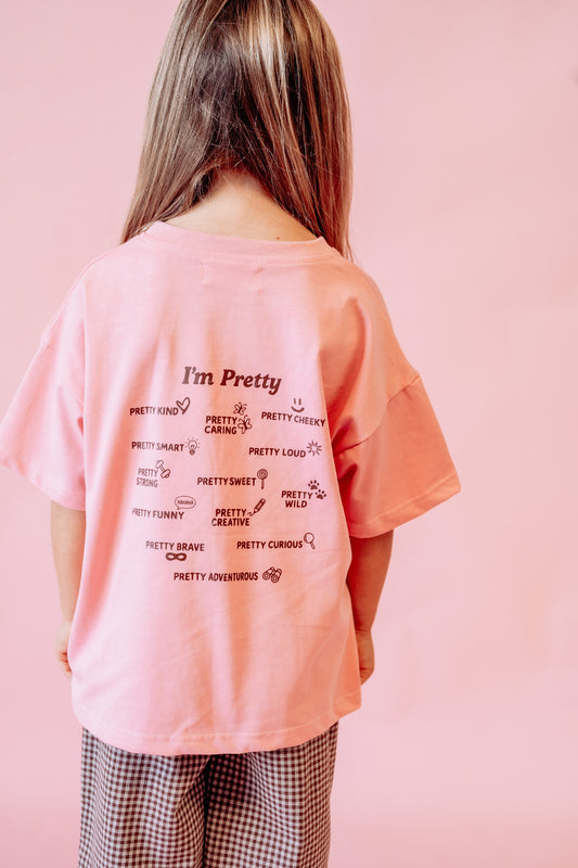 I'm Pretty Tee - Pink and Brown