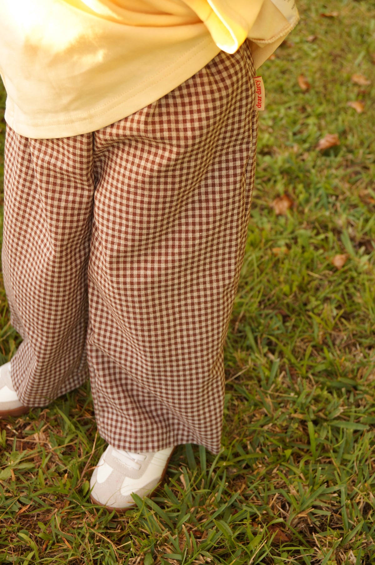 Beige Gingham Pants