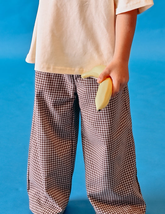Beige Gingham Pants