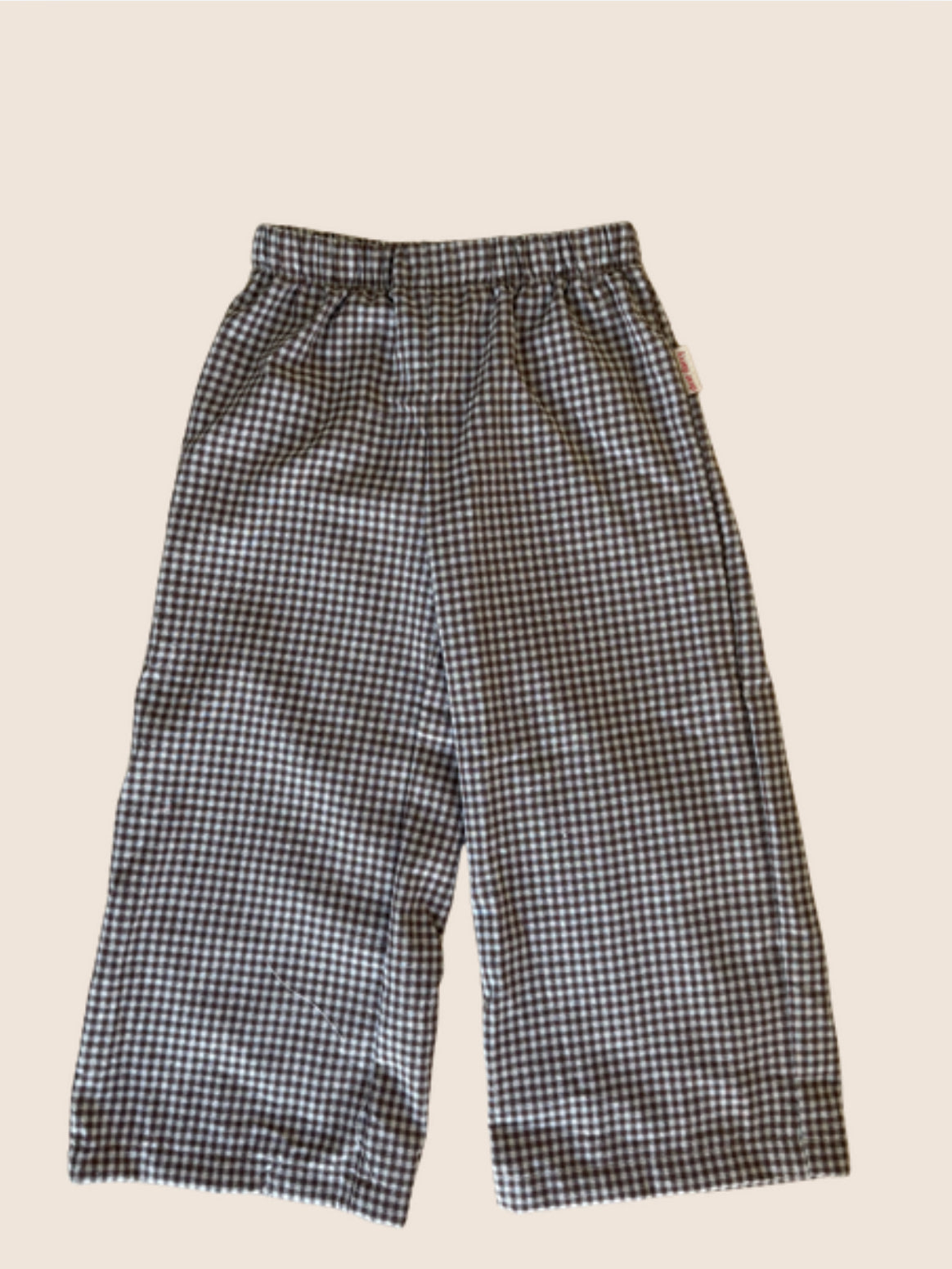 Beige Gingham Pants