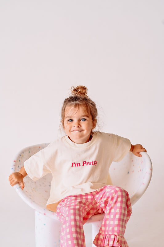 I’m Pretty Tee - Cream & Pink
