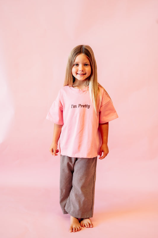 I'm Pretty Tee - Pink and Brown