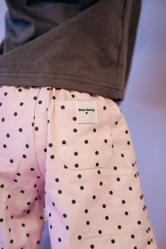 Pink & Charcoal Polka Dot jeans
