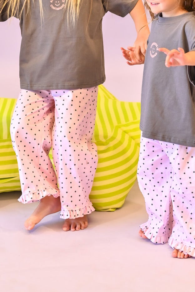 Pink & Charcoal Polka Dot jeans