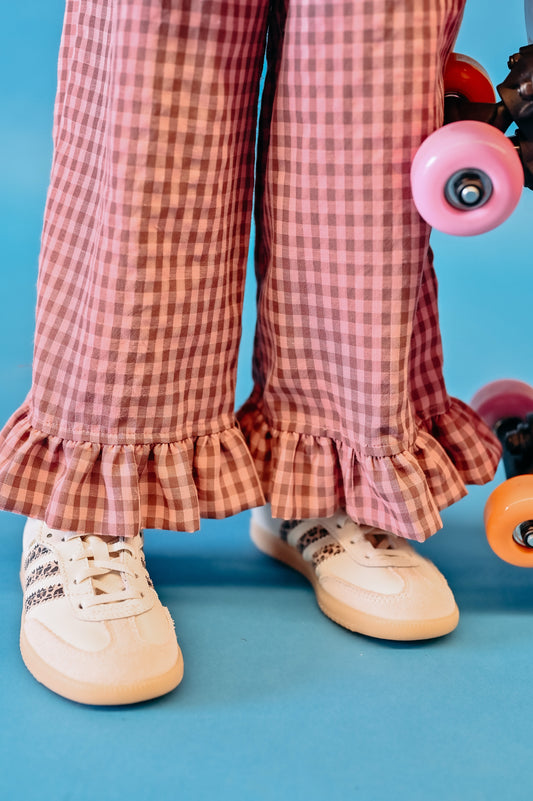 Gingham Pants - Pink & Brown