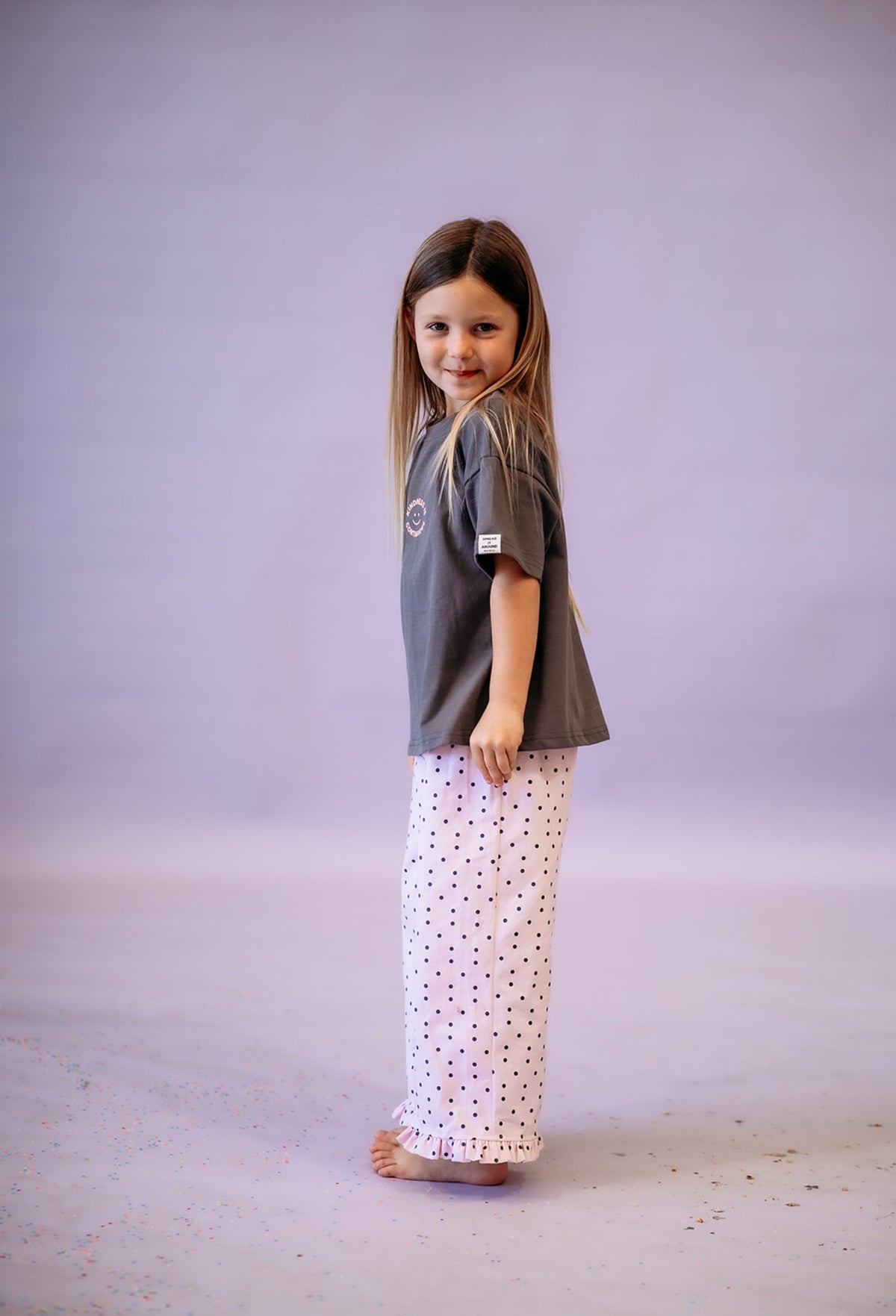 Pink & Charcoal Polka Dot jeans