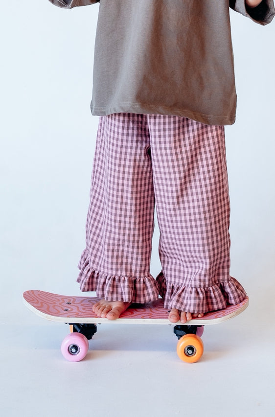 Gingham Pants - Pink & Brown