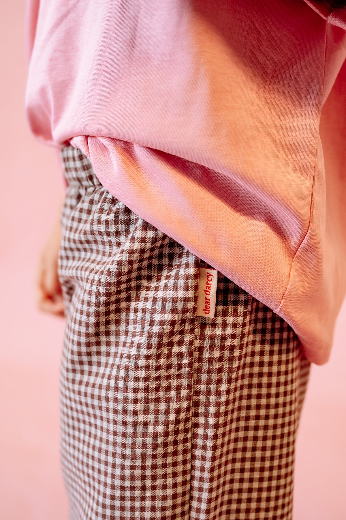 Beige Gingham Pants