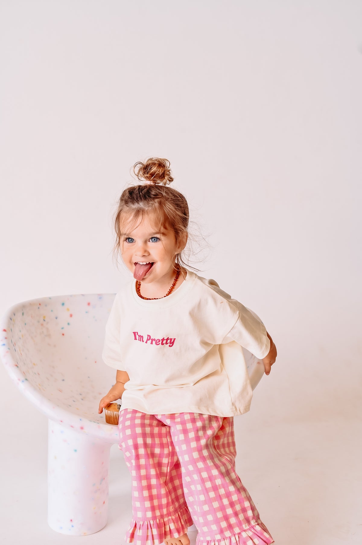 I’m Pretty Tee - Cream & Pink