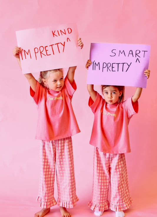 I’m Pretty Tee - Pink & Yellow