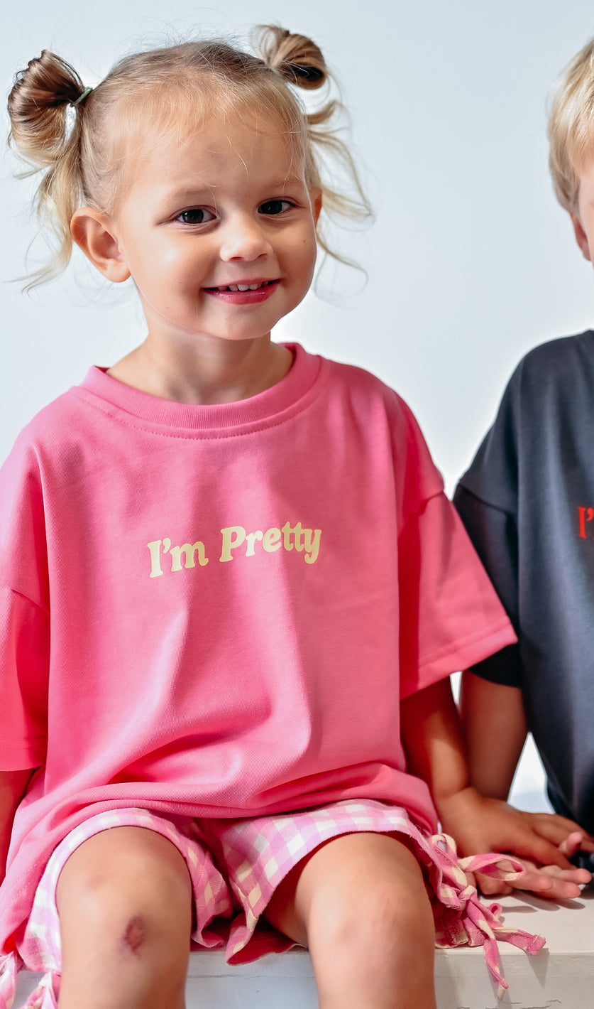 I’m Pretty Tee - Pink & Yellow
